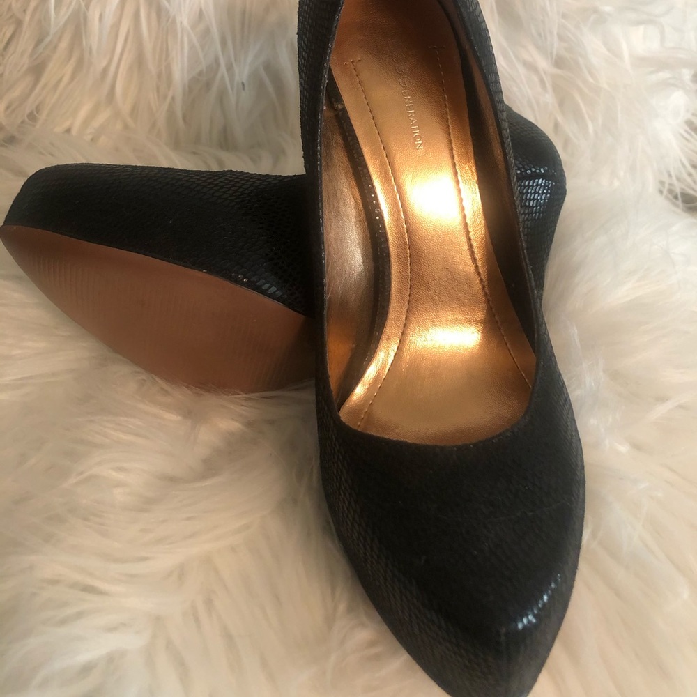 Black platform pumps stiletto